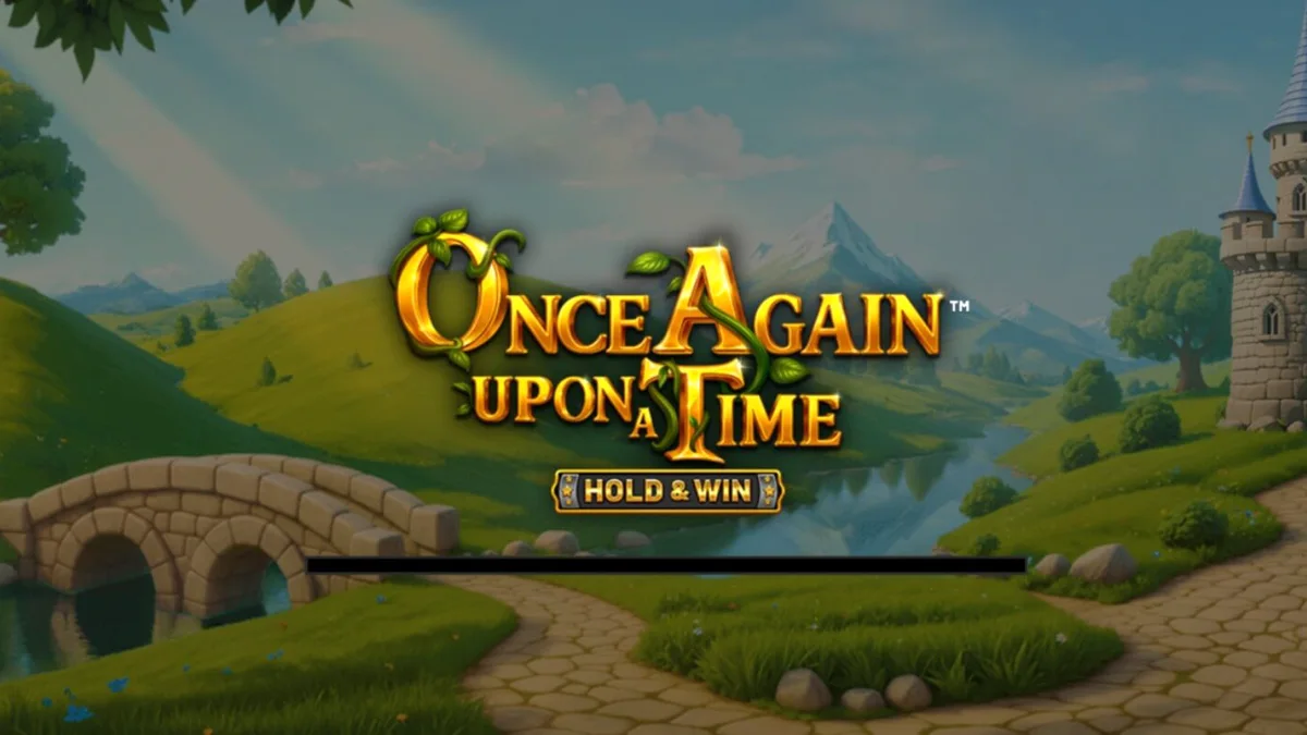 Pemandangan visual slot Once Again Upon A Time dengan tema kerajaan dan naga